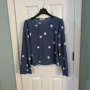 All in Favor blue and white sweater